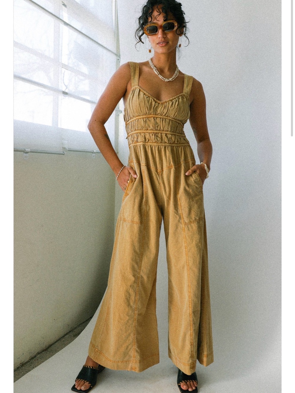 Free people After All Rouched Jumpsuit